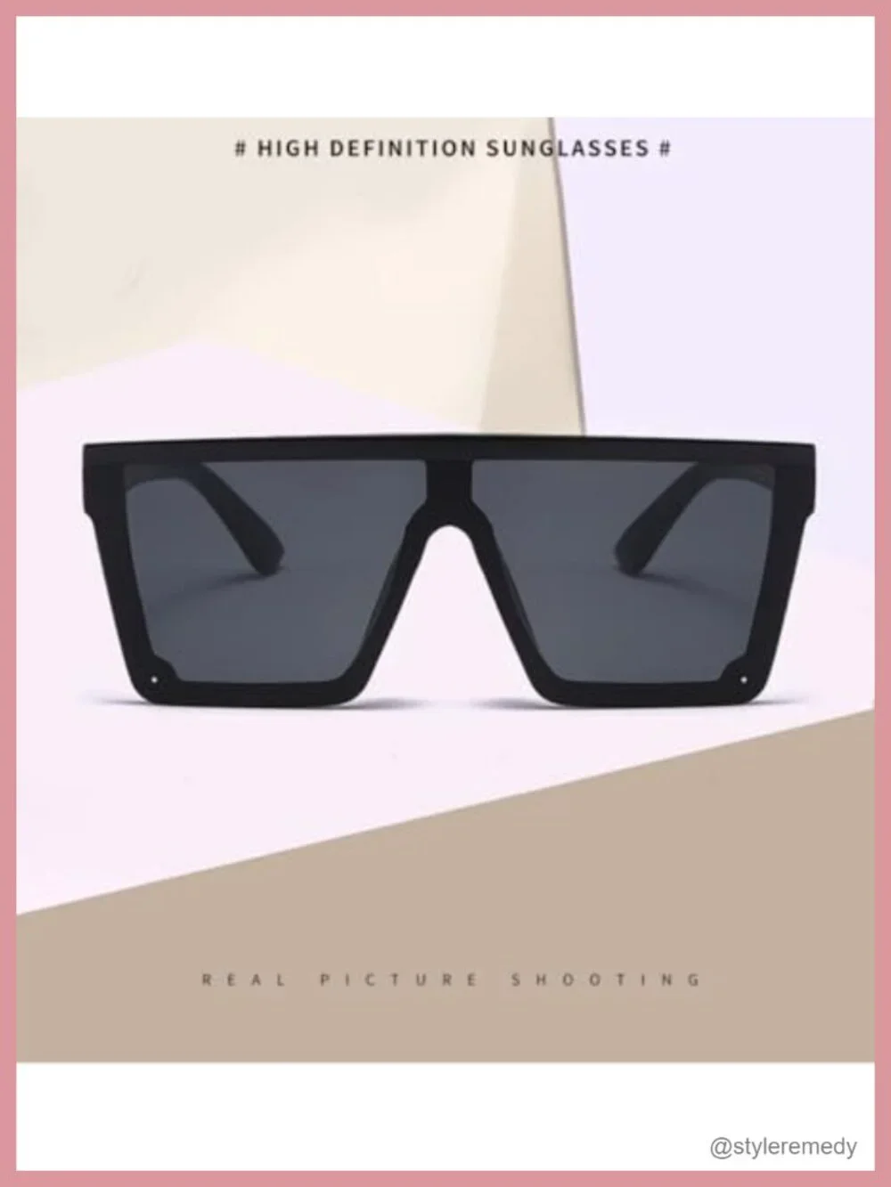 Oversized Square Flat Top Sunglasses for Women Men Plastic Frame 3 Pack